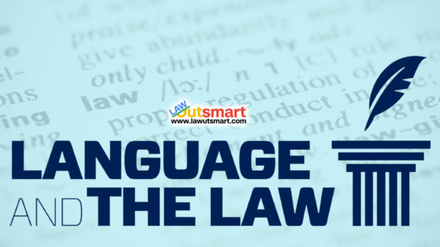 This image shows the words "Language and the Law"